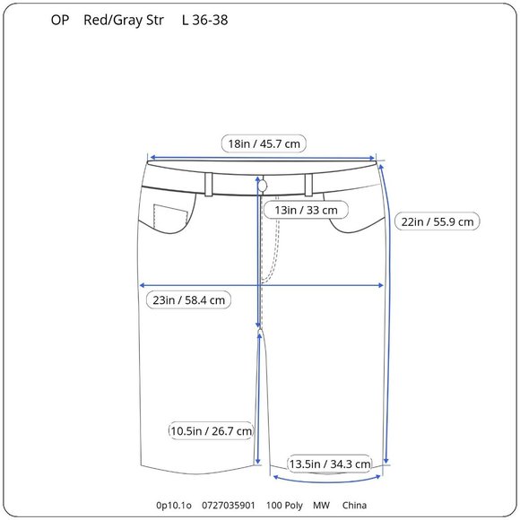 Ocean Pacific OP Swim Trunks Mens L 36-38 Red Gray Striped Pocket Logo Swimwear - Picture 8 of 8